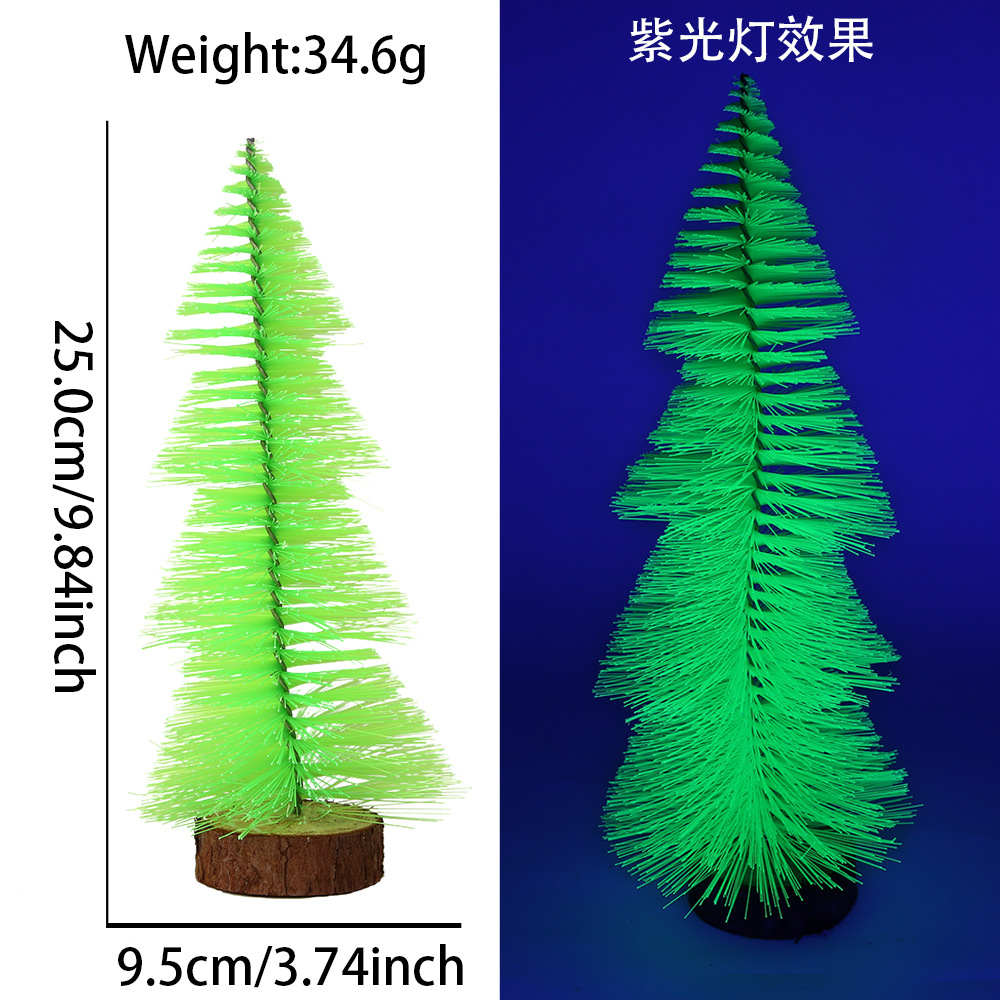 Decoración de escritorio de árbol de Navidad mini color tazo de Navidad ventana decoración micro paisaje PVC pino fluorescente