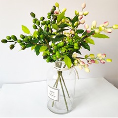 跨境仿真發財果漿果仿真橄欖果豆枝紅果子裝飾花牆假花藝綠植擺件