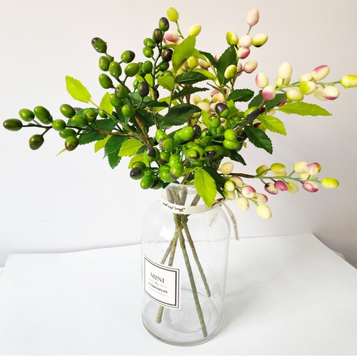 Cross-border simulation fortune fruit berry simulation olive fruit bean branch red fruit decoration flower wall fake flower art green plant decorative item