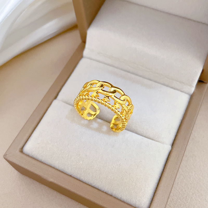Anello minimalista con catena, regolabile, gioiello semplice, anello giapponese, anello di coppia_voghion.com