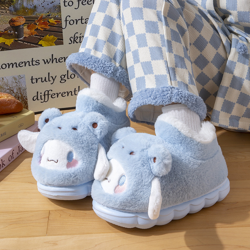 Cotton Slippers with Heel for Women's Winter Outer Wear High-top Indoor Home Sanrio Genuine Warm fleece-lined Cotton Shoes for Women Cotton Slippers with Heel for Women's Winter Outer Wear High-top Indoor Home Sanrio Genuine Warm fleece-lined Cotton Shoes for Women