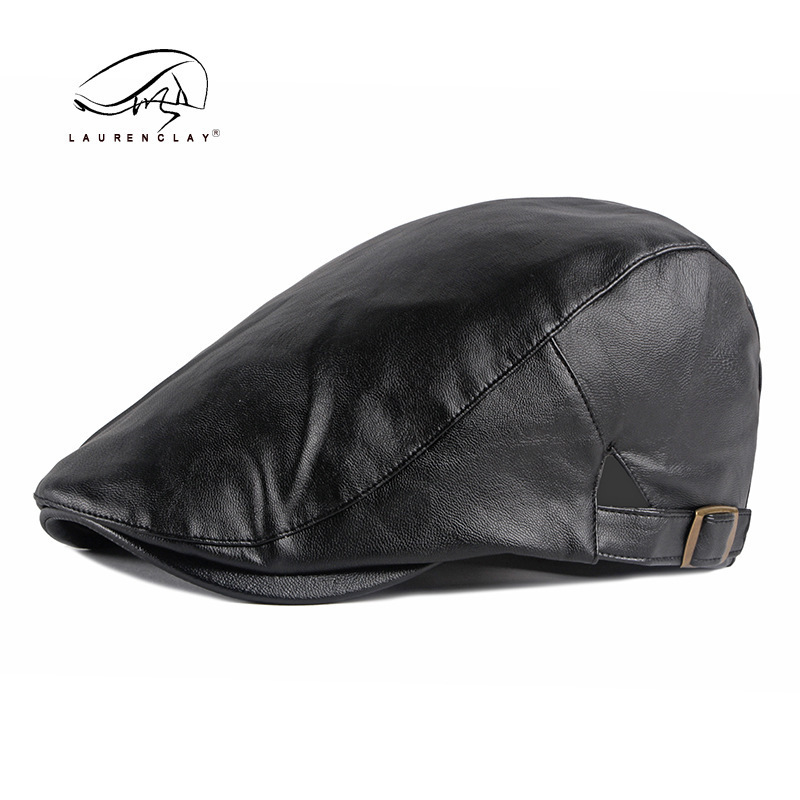 Pu Leather Hats Wholesale Korean Style Berets Men's Forward Hats British Women's Hats Spring Autumn Winter Duckbill Leather Hats Trendy Pu Leather Hats Wholesale Korean Style Berets Men's Forward Hats British Women's Hats Spring Autumn Winter Duckbill Leather Hats Trendy