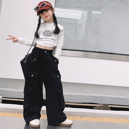 Women's Set Autumn  New Children's Internet Famous Streetwear Work Pants Casual Long Sleeve T-Shirt Two-Piece Stylish