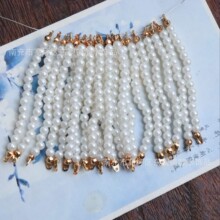 J纯色4MM仿珍珠双头包扣流苏半成品汉服古风发簪头饰diy材料辅料