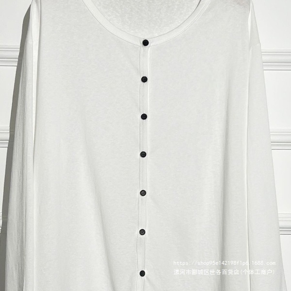 White bamboo cotton thin embroidered long-sleeved cardigan top for women, loose fit, new spring and autumn style, versatile and slimming thin coat.