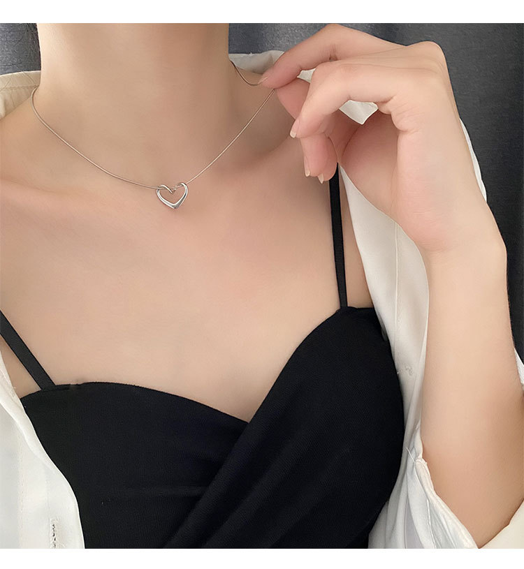 Fashion Heart Shape Titanium Steel Pendant Necklace 1 Piece