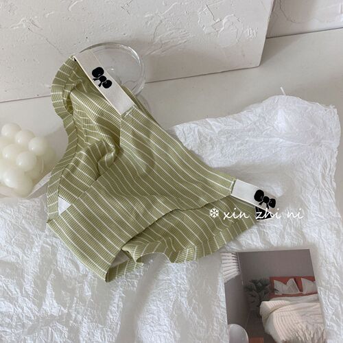 Senyu Sweet Tea [Pure Desire Bowknot] Japanese seamless underwear for women with high slit, mid-waist, girly style, simple stripes