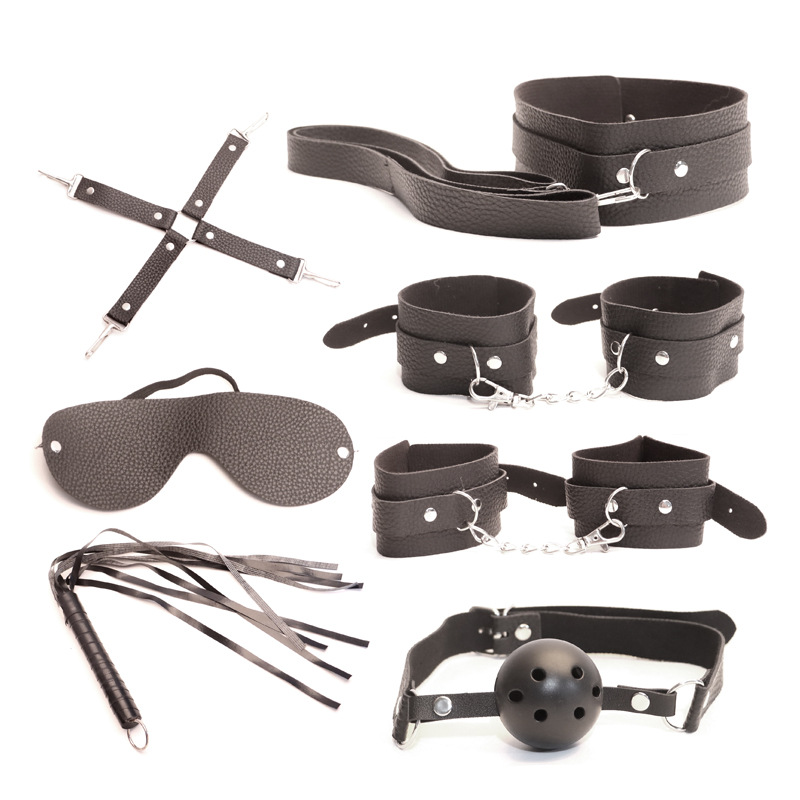Bondage Kit with Handcuffs, Whip, Gag, Blindfold and Storage Pouch, PU, Pink — detail image 7