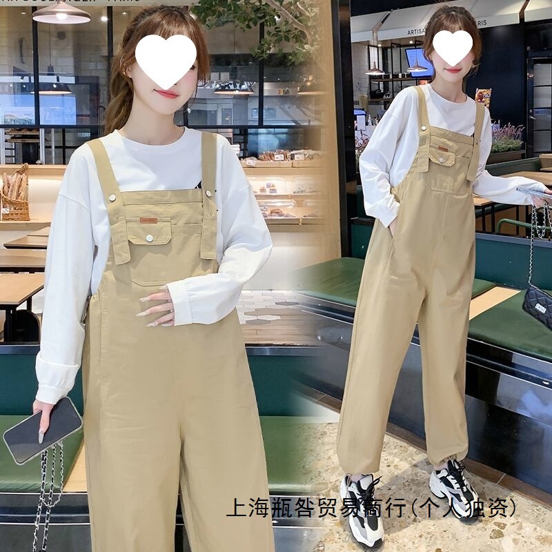 Maternity Overalls Spring Thin Fashion Outerwear Plus Size Workwear Suspenders Loose Straight-Leg Pants Women's Casual Set
