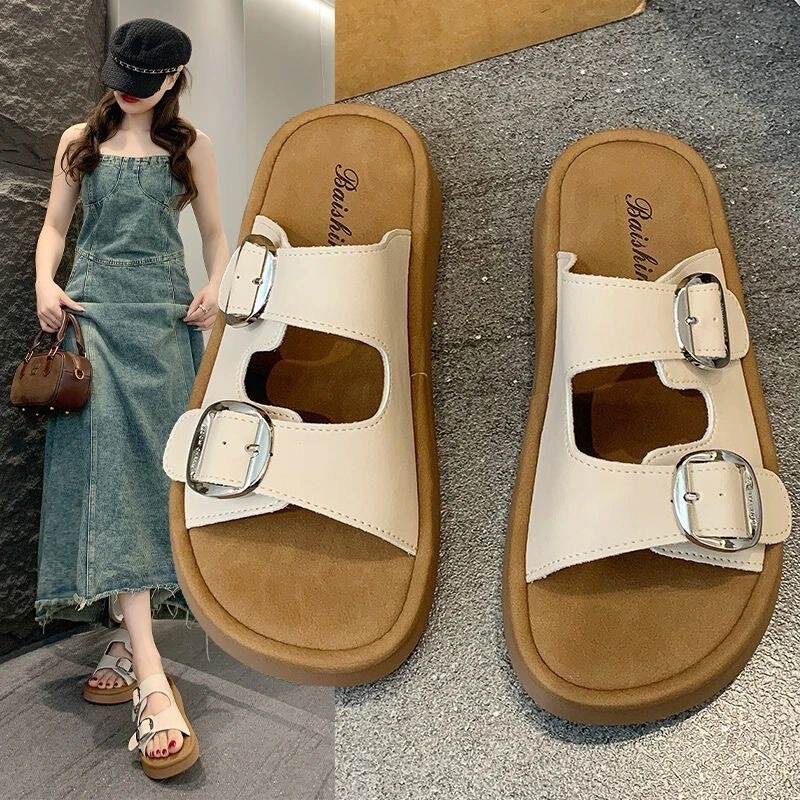 Trendy, Comfortable, Versatile Birkenstock Shoes 2025 Summer Thick-Soled Mid-Heel Belt Buckle Loose Round-Toe Casual Outdoor Slippers for Women Trendy, Comfortable, Versatile Birkenstock Shoes 2025 Summer Thick-Soled Mid-Heel Belt Buckle Loose Round-Toe Casual Outdoor Slippers for Women
