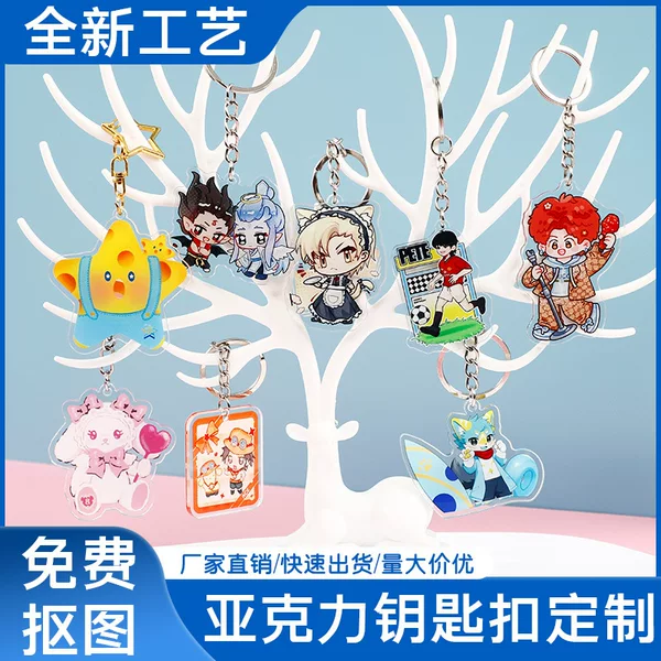 Acrylic Keychain Customized Photo Cartoon Animation Two-Dimensional Peripheral Star Pendant Double-Sided Custom Pendant