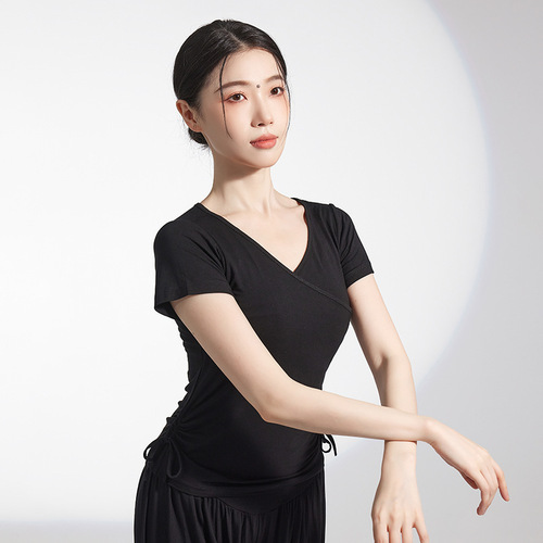 Dance special examination summer practice clothes tops for women adult body black clothes modern classical dance Latin dance