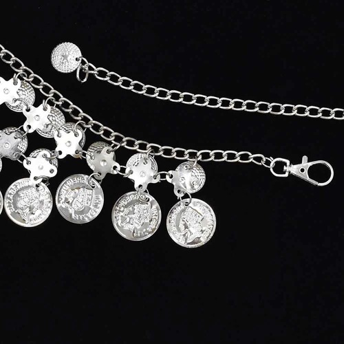Cross-border new tassel waist ornaments irregular coin alloy sexy waist chain belly dance clothing accessories wholesale