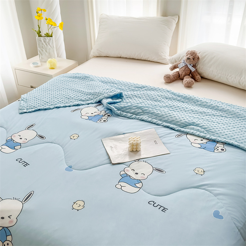 Edredón fresco de verano de frijoles de seda helada Edredón de aire acondicionado Edredón de verano para niños de verano Edredón fino lavable a máquina