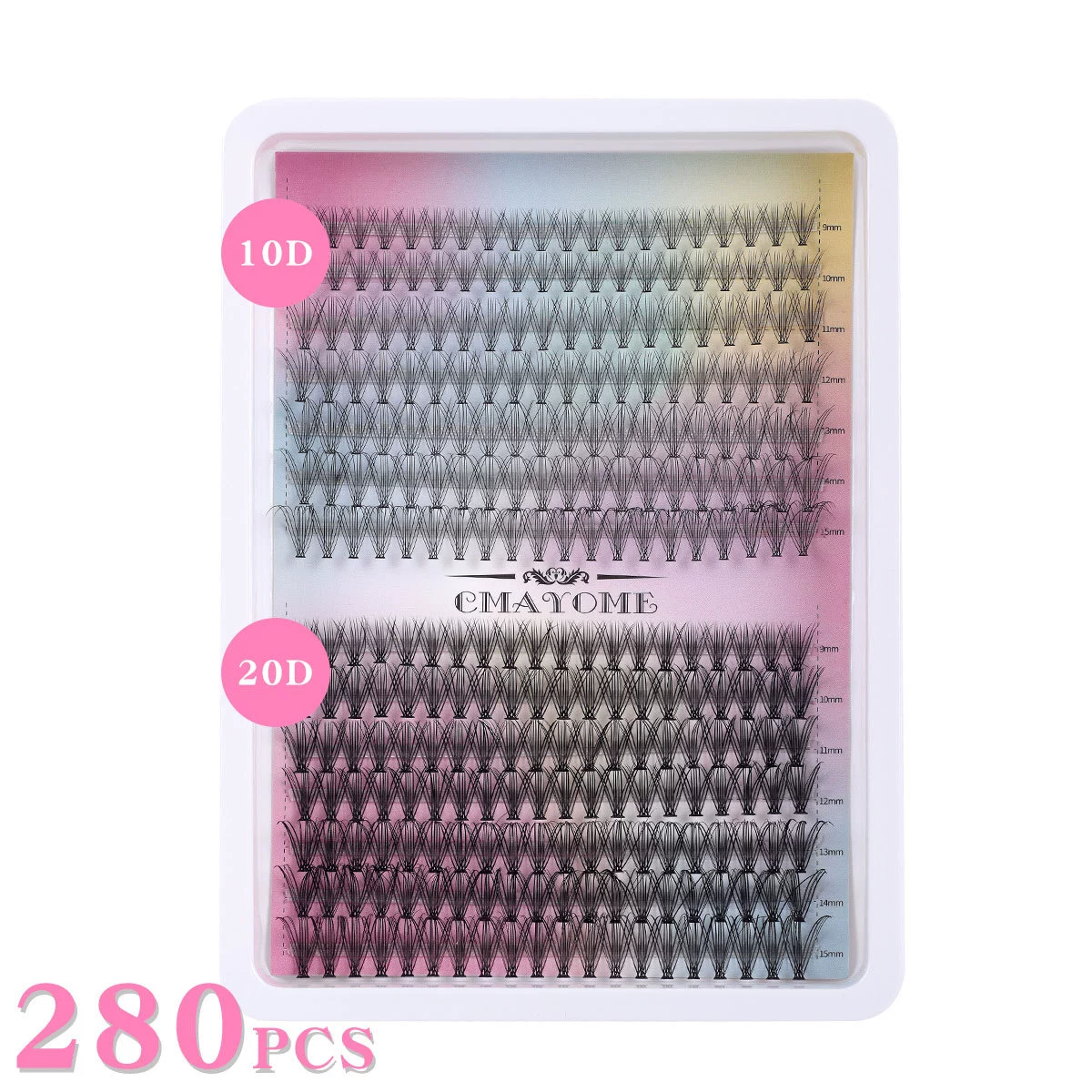 Cluster False Eyelashes 10D, 280 pcs, D-curl, Naturally Dense Clusters for DIY Extensions
