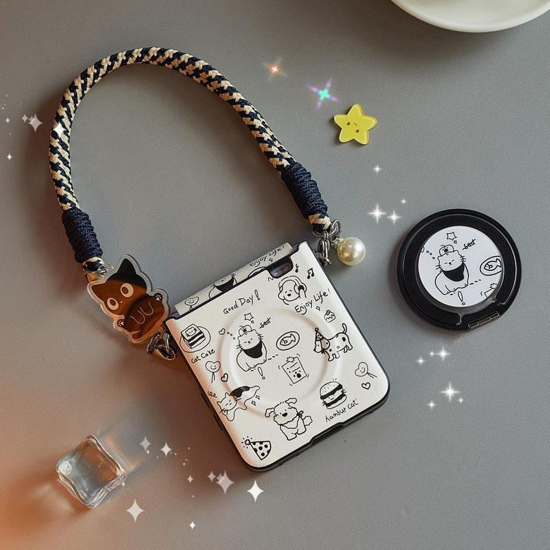 Suitable for Honor Magic V Flip 2 Phone Case New Model with Tempered Film, Full-Cover Outer Screen Film with Lanyard, Crossbody Protective Case with Hidden Hinge