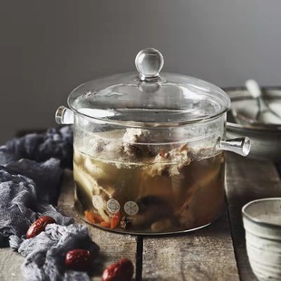 Borosilicate glass pot stew pot household transparent cooking pot gas open fire small pot mini soup pot