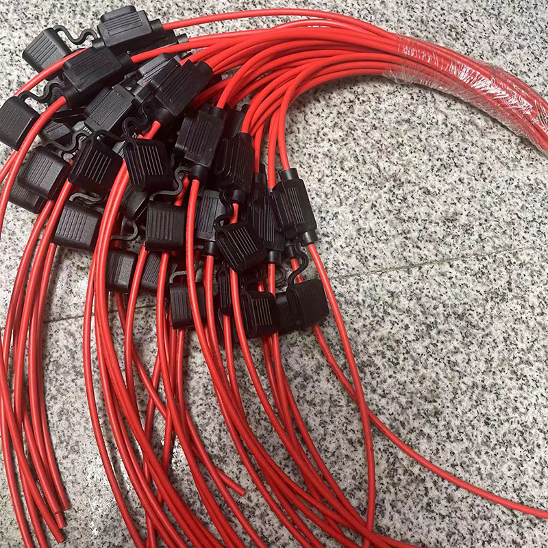 XHX001中12圆黑头红线25CM+25CM防水座保险丝盒 厂家批发