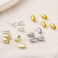 銅鍍真金18k高保色光面小米珠包金橄欖珠diy手工散珠串珠手鍊配件