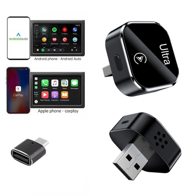 Wireless Carplay Adapter Supports iPhone and Android, Fast Connection Without Delay, Hands-Free Calling, 2-in-1 for Car Use (Simsiz CarPlay və Android Auto) - k18-black-standard