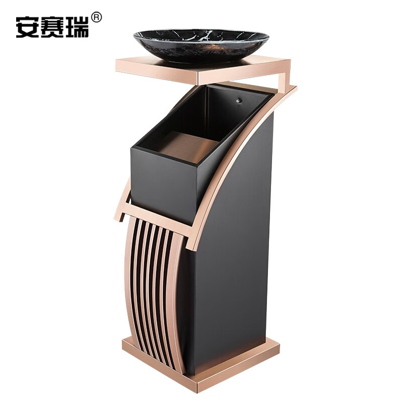安赛瑞 方形不锈钢烟灰缸 大堂立式带内桶走廊垃圾桶 29×32×80c