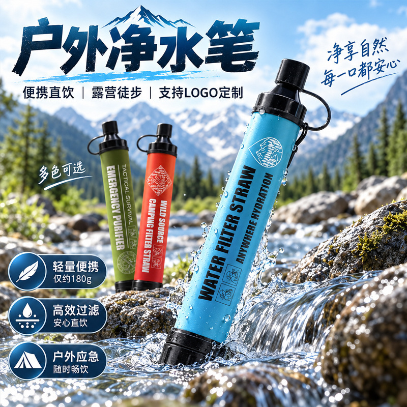 In-Stock Outdoor Portable Water Purification Pen, Direct Drinking Filter for Wilderness Survival, Water Filtration, Customizable Packaging and Logo