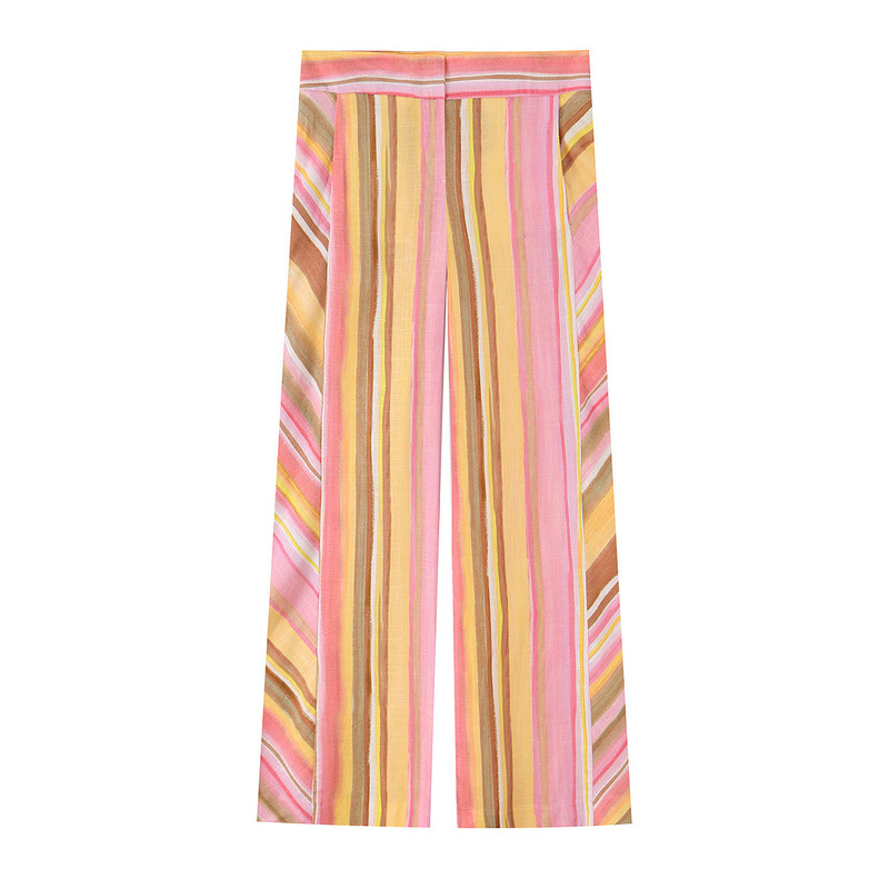 Foreign Trade Wholesale 2026 Summer New Style European and American Fashion Simple Versatile Striped Wide-Leg Pants 2785512