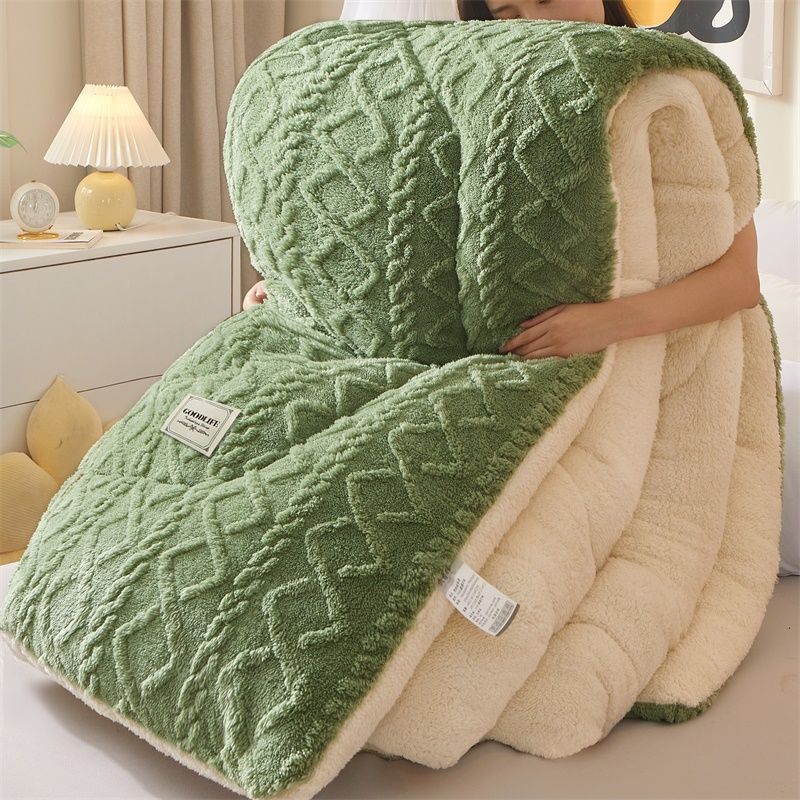 Quilt Tower Fleece Winter Quilt Thickened Warm Quilt Core Double-sided Fleece Air-conditioning Quilt Lamb Fleece Quilt Student Cushion Quilt