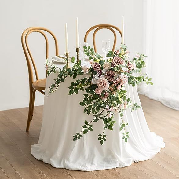 Amazon Venta caliente flor artificial arco flor 2-piece set boda Mesa flor decoración fiesta banquete decoración interior y exterior