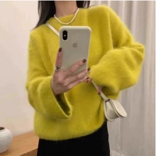 韩系简约高级感软糯糯水貂绒宽松韩版套头毛衣2024秋冬