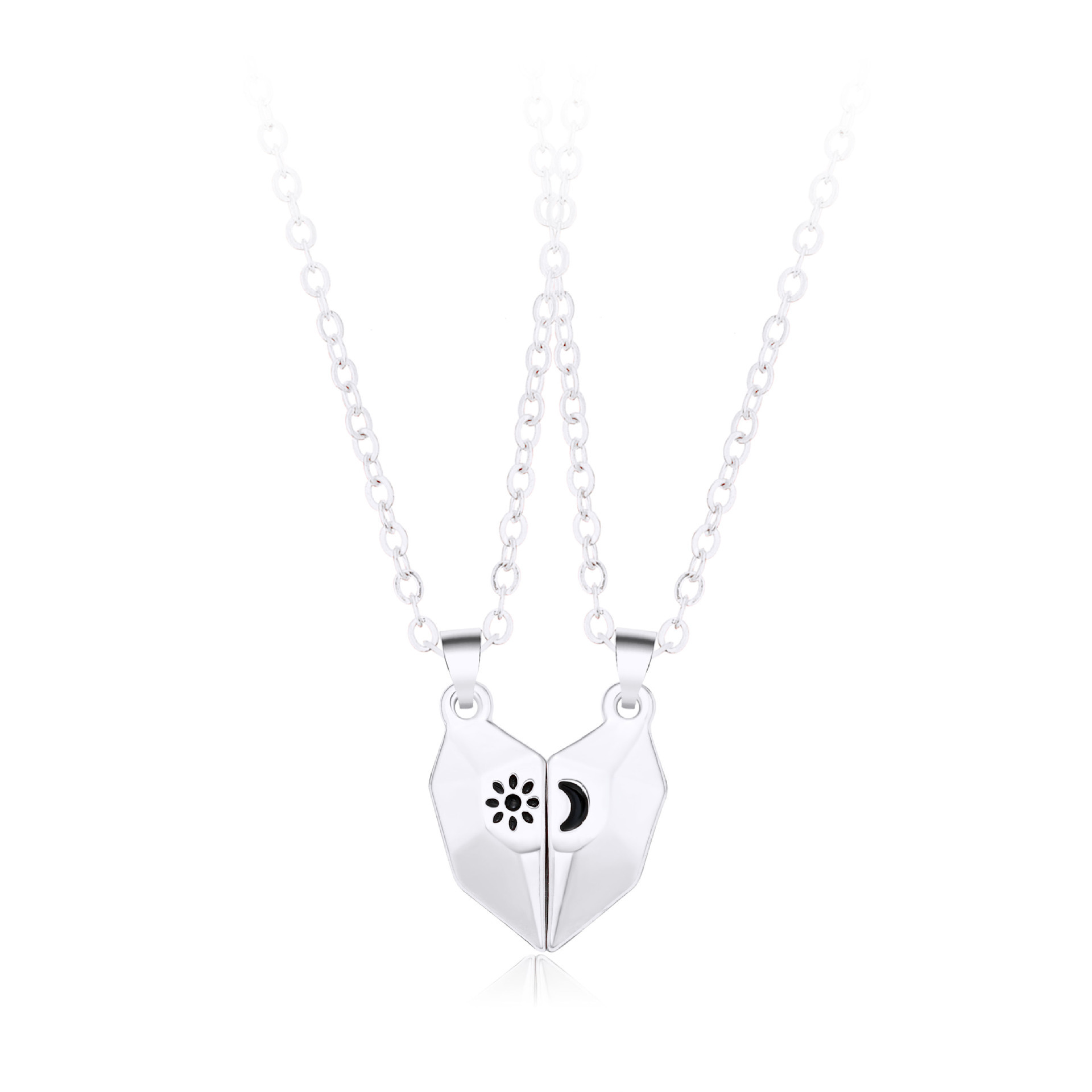 Date Occasion Simple Style Heart Shape Alloy Plating Couple Pendant Necklace