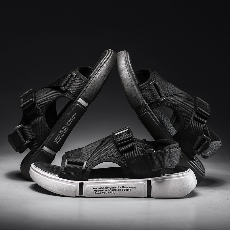 2022 Summer New Velcro Korean Casual Trendy Men's Outdoor Beach Slippers Cross-border Exclusive Wholesale 