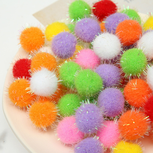 Cross-border wholesale colorful metallic ball DIY handmade children acrylic pom-pom clothing accessories plush ball pom-pom