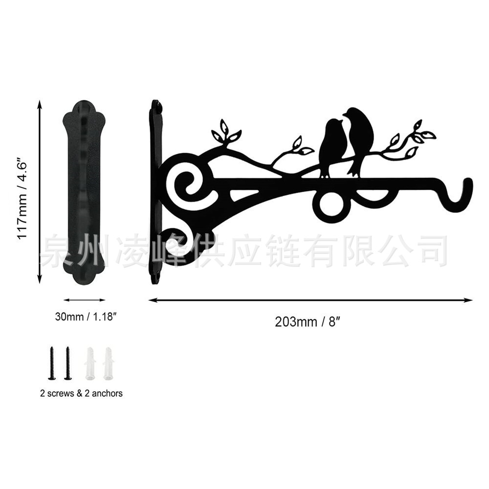 美学の壁の植物のフックの屋内および屋外-金属の掛かる植物のブラケットのベルトの美しい鳥の図