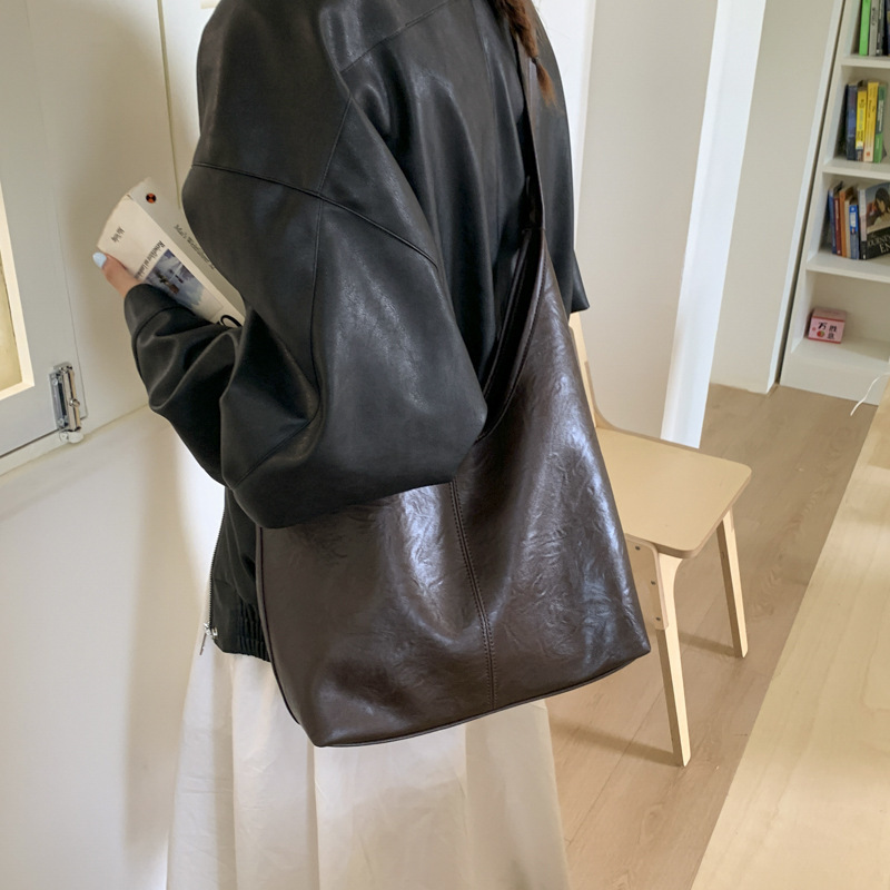 大容量包包女2025秋冬新款简约软皮单肩腋下包复古通勤斜挎子母包|undefined