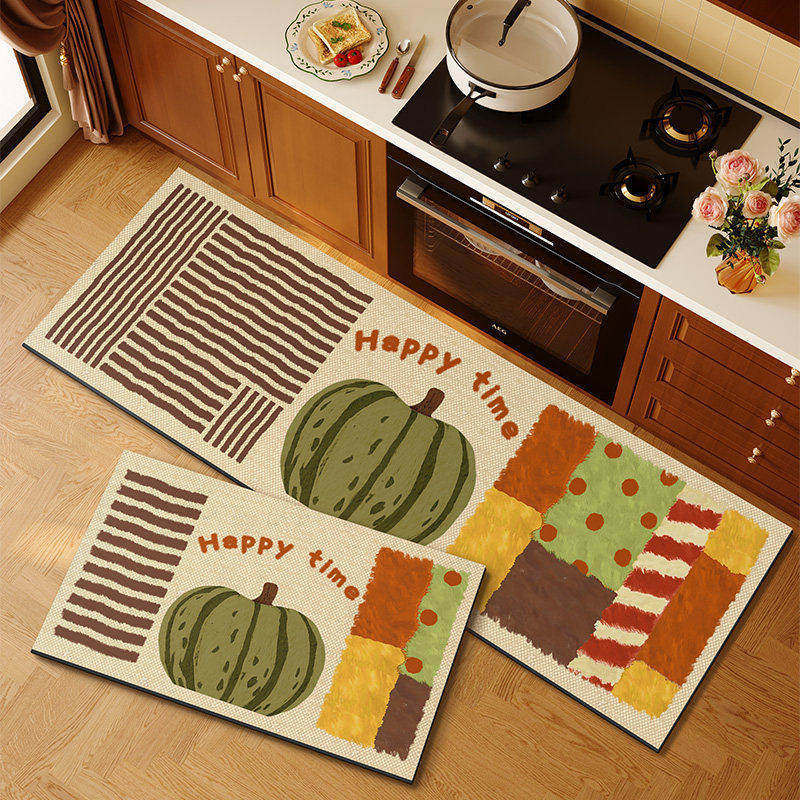 American retro cocina alfombra de suelo de absorción de agua alfombra de suelo de puerta de aceite dos piezas conjuntos de alfombra antideslizante resistente al desgaste fácil de cuidar