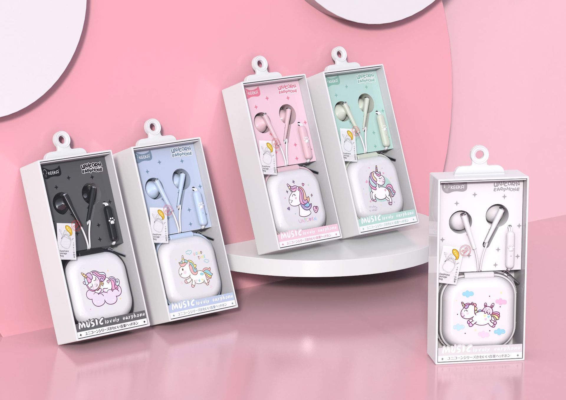 Cute Unicorn Wired Earphone with Mic