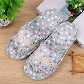 新款双层韩式加厚田园碎花绗缝男女款布拖鞋居地板多花色批发