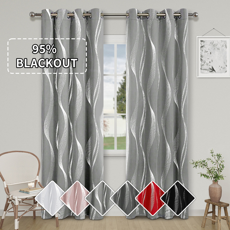 Shein Hot-Selling Cross-Border Silver Wave High-Precision Blackout Curtains for Living Room Sun Protection and Heat Insulation Curtains