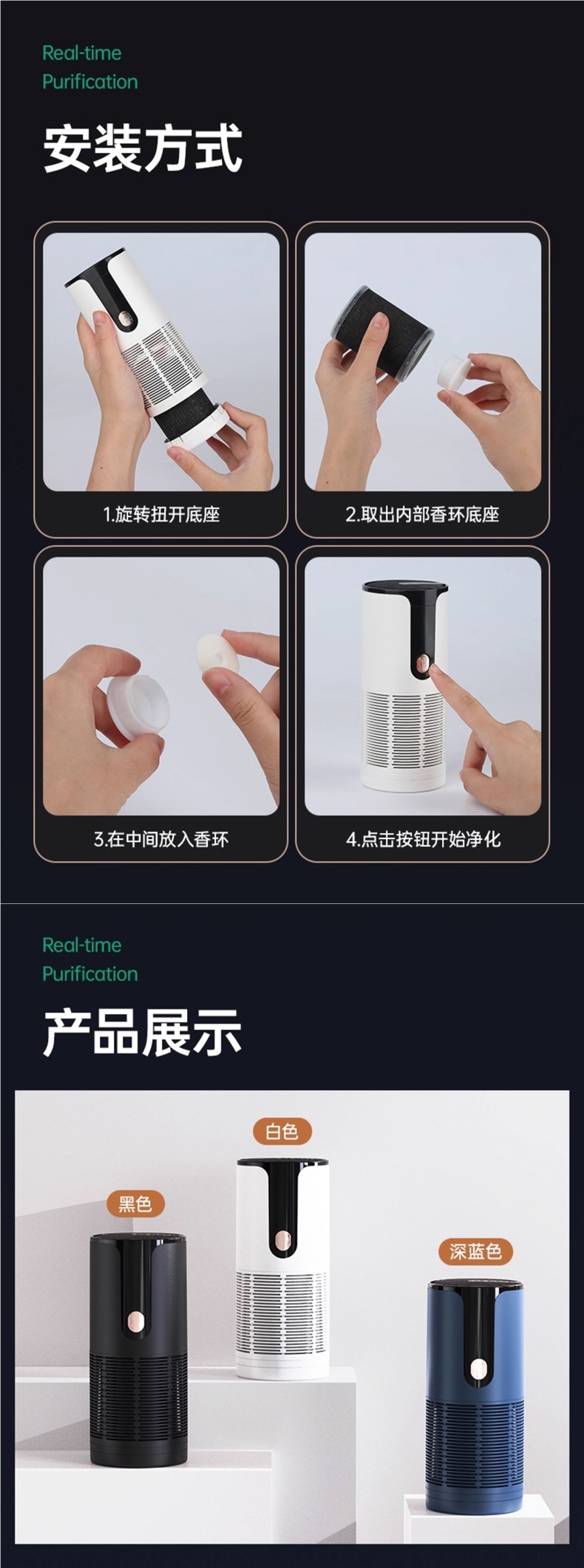 Car Air Purifier Suitable for Xiaomi Car Pm2.5 Negative Ion New Car Interior to Eliminate Formaldehyde and Remove Odor