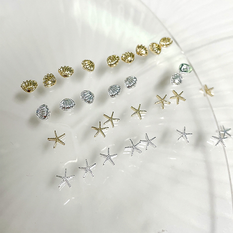 New Japanese Ocean Style Nail Art Shell Starfish Alloy Solid Color Nail Accessories HJ1033-1036