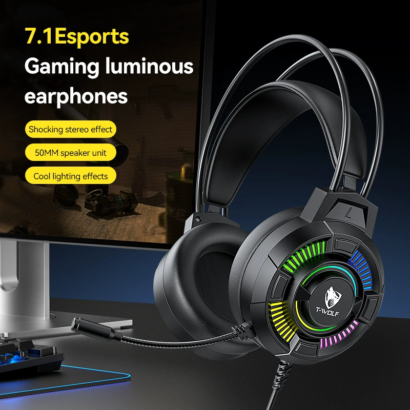 TWOLF Thunder Wolf H140 гарнитура с оголовьем, 7.1, USB-интерфейс, компьютерные игровые наушники с микрофоном
