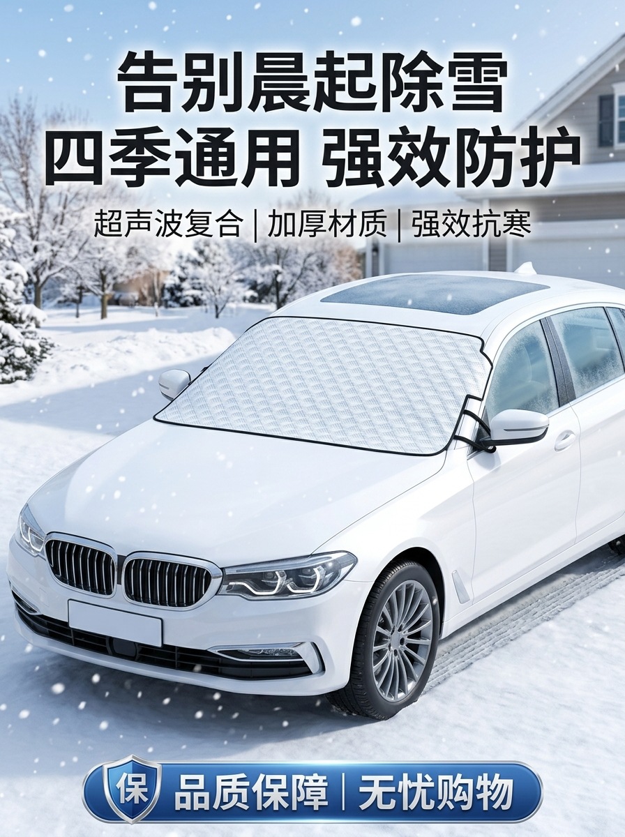 Car snow shield, sunshade, front windshield cover, snow-blocking cloth, winter car window frost and freeze protection cover