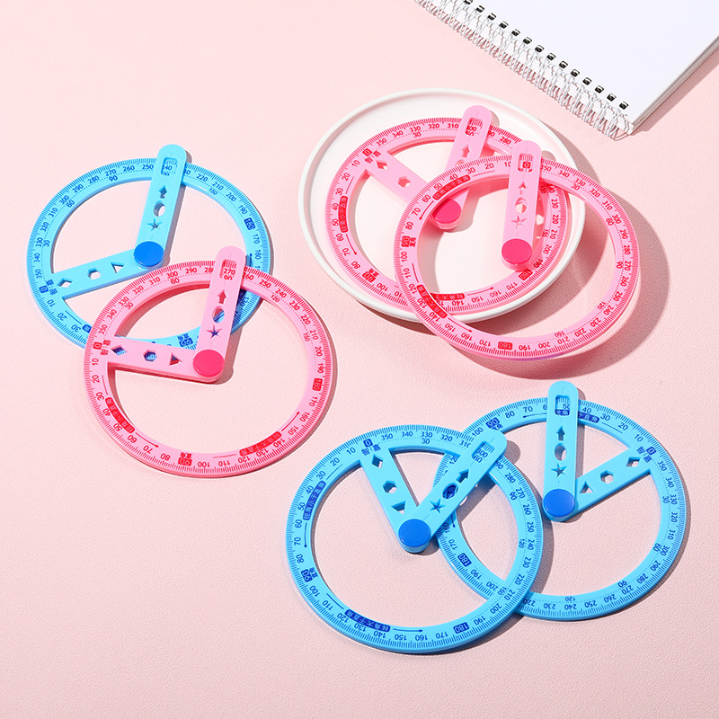 Wholesale primary school activity corner 360 degree protractor angle demonstration tool mathematical angle decomposition drawing angle rotation magic preliminary right angle