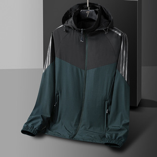 Spring 2023 men's sports windbreaker thin casual jacket hooded jacket three bars outdoor mountaineering clothing wholesale