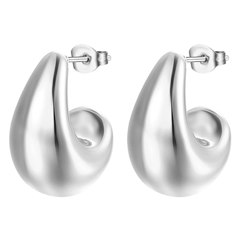 INS estilo francés retro semicírculo de acero inoxidable pendientes huecos transfronterizos de alto sentido de la moda de las Mujeres 18K pendientes del todo-fósforo