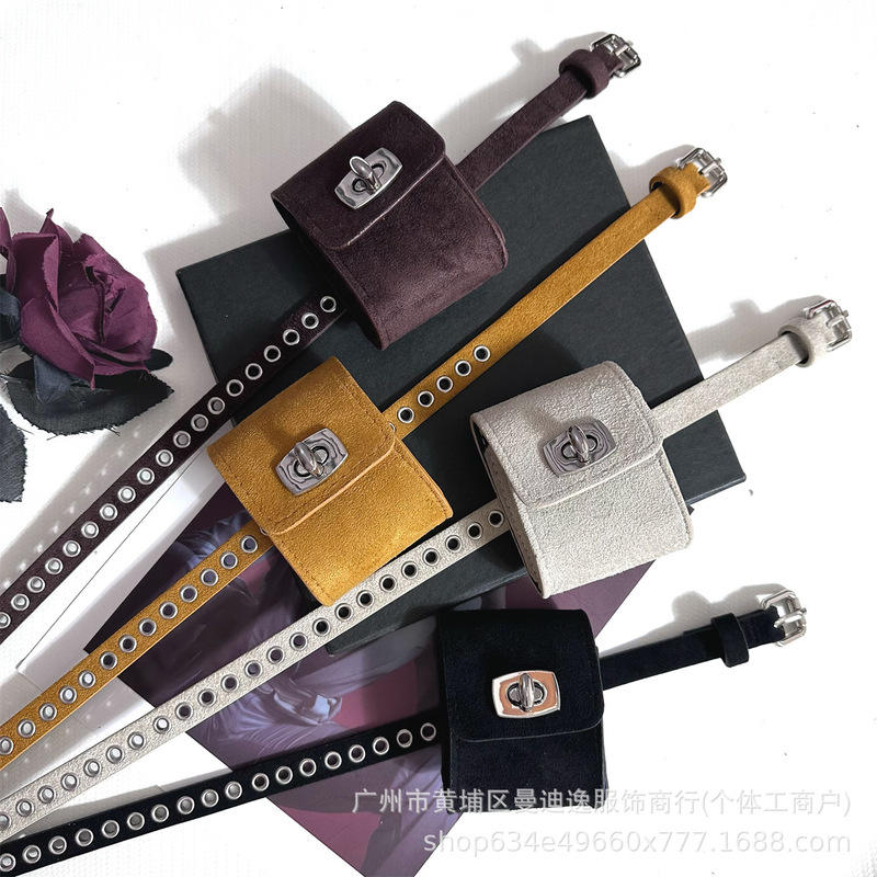 Belt Small Bag for Women with Skirt Decoration Dress Jeans Ultra-Mini Small Waist Bag No-Punch Thin Belt Accessory