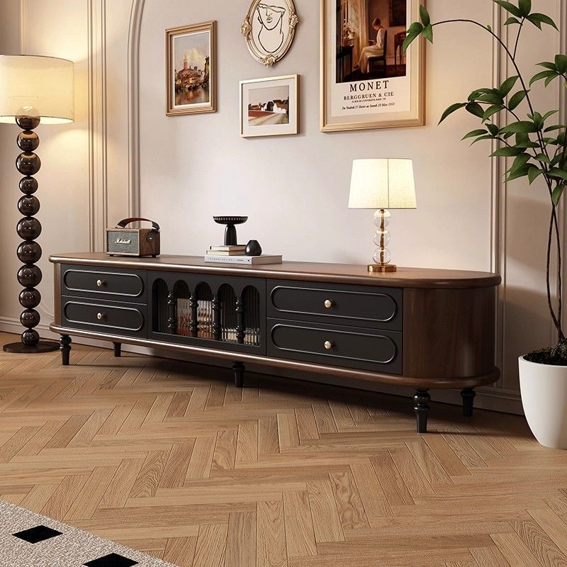 French Solid Wood Tv Cabinet Modern Minimalist Living Room Integrated Large and Small American Style Medieval Large Capacity Storage Cabinet