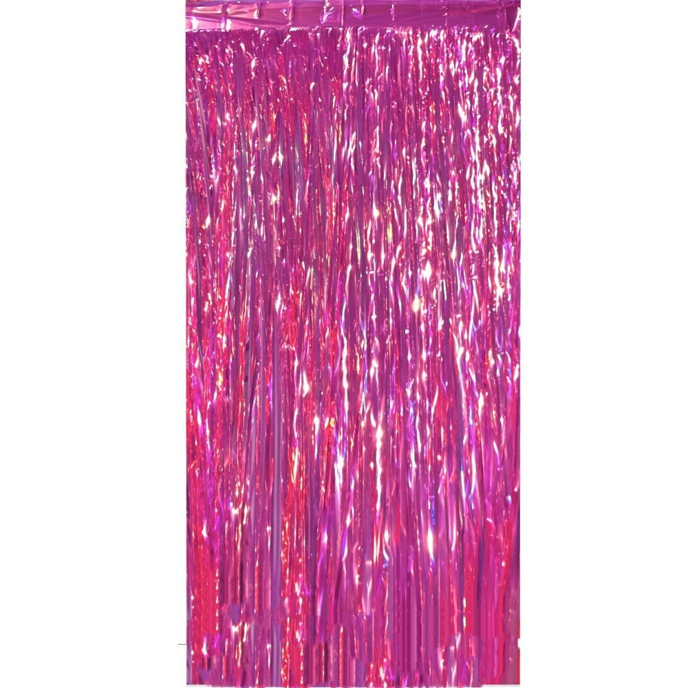 Fiesta de bodas Decoración de la pared de fondo de cumpleaños Diseño de accesorios para engrosar la lluvia láser cortina de color color flecos