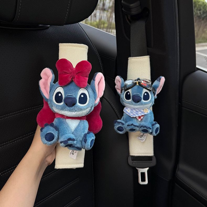 Authentic Stitch Car Seatbelt Shoulder Pad Car Seatbelt Decoration Stitch Doll Toy for Women